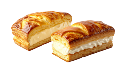  Twin variations of sweet bakery pastry slices isolated on transparent background
