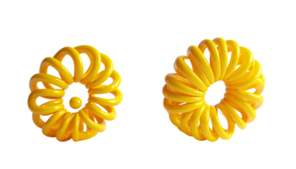 Twin variations of playful yellow Slinky toys isolated on transparent background