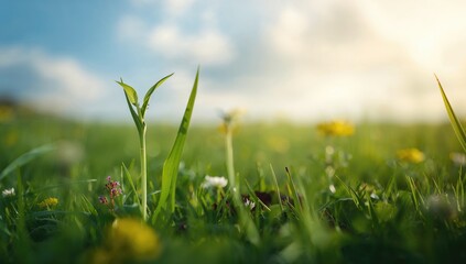 Leaf sprouting from soil symbolizing environmental awareness day
