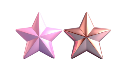  Twin variations of pink decorative star on blue background isolated on transparent background
