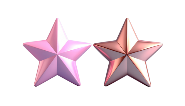  Twin variations of pink decorative star on blue background isolated on transparent background