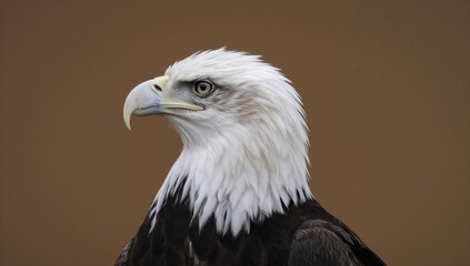 Obraz premium Close-up side view of an eagle with a dark brown background
