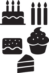 vector illustration of a set of cakes