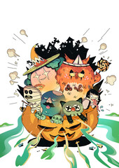 halloween witch with a pumpkin