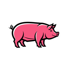 Fototapeta premium Pink pig illustration isolated on white background.