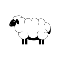 Obraz premium Simple black and white illustration of a sheep.