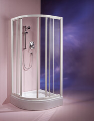 Still life of a shower box on a colored background