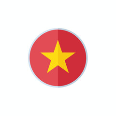 Vietnam Flag Icon Symbol Round Button with Yellow Star on Red Background Illustration