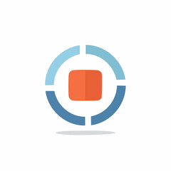 Obraz premium Stylish Diagram with Orange Square Center and Broken Blue Circle for Statistics Data and Project Presentation