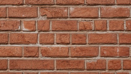 Obraz premium Close-up view highlighting the texture of red bricks and the mortar between them