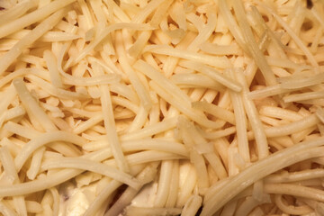 Chiffon cake with a lot of shredded cheese as a topping