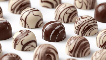 Fototapeta premium White and dark chocolate pieces on a plain background