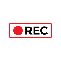 Recording sign icon vector. Red logo camera video recording symbol template