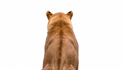 Obraz premium Rear view of a male lion gazing into the distance, set against a white background