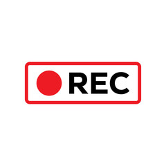 Recording sign icon vector. Red logo camera video recording symbol template