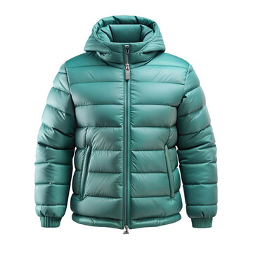 Winter Jacket Mockup Front and Back View &ndash; Gree Blank Puffer Coat Template for Branding or Logo Design