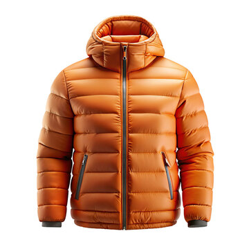 Winter Jacket Mockup Front and Back View &ndash; Orange Blank Puffer Coat Template for Branding or Logo Design
