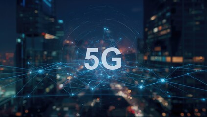 Next-Generation Wireless Connectivity, Fast Mobile Data, Communication Systems, High-Speed Internet Access, Contemporary Urban Setting with Motion Blur Effect