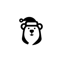 Festive Bear Vector Icon Wearing Santa Hat Illustration