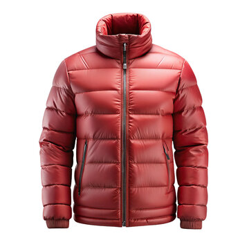 Winter Jacket Mockup Front and Back View &ndash; Red Blank Puffer Coat Template for Branding or Logo Design