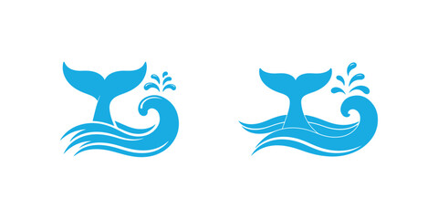 Blue Whale Tail Vector Illustration Set for Marine Life and Ocean Themed Designs