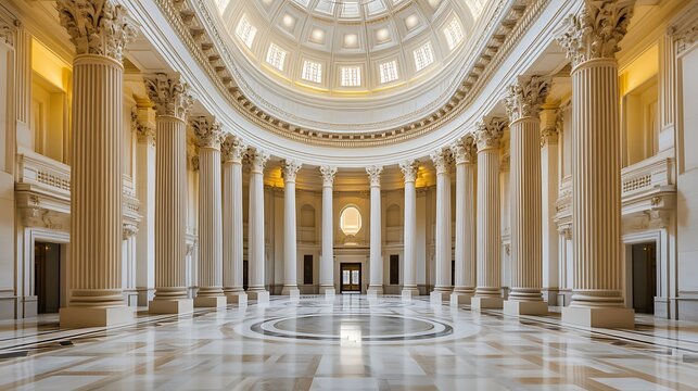 Grand interior architecture with columns and dome for design luxury and travel destination photos - Powered by Adobe