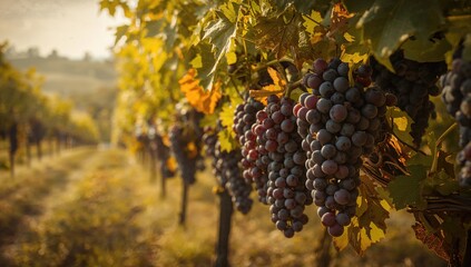 Newly picked grapes in the vineyard