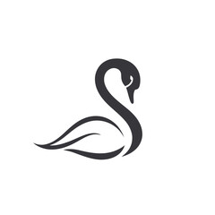 Obraz premium Stylized black swan logo design with smooth, flowing lines on a clean white background.