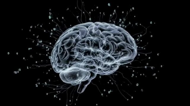 Illuminated Brain With Neurons Connecting And Communicating Scientific And Technology Concept