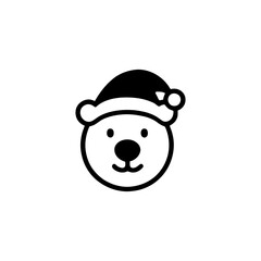 Adorable Bear in a Santa Hat Holiday Vector