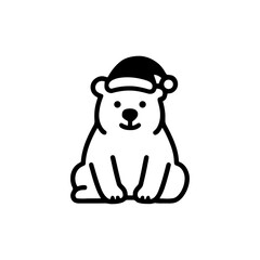 Charming Polar Bear Vector Illustration Wearing a Santa