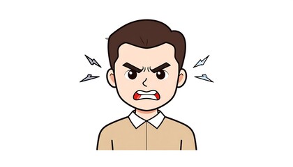 Angry cartoon man with open mouth
