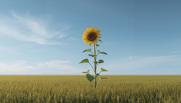 Elegant solitary sunflower symbolizes gracefulness