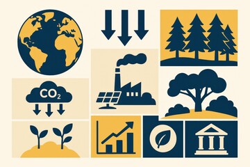 Visual representation of global environmental impact showcasing carbon footprint reduction, renewable energy solutions, and nature preservation through innovative strategies and sustainable