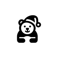 Festive Bear Vector Icon Wearing a Santa Hat