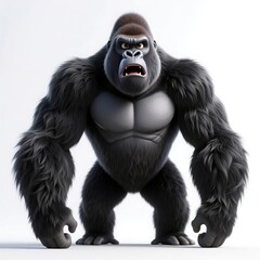 angry 3d gorilla roaring with bared teeth, showcasing power and aggression, perfect for action, wildlife