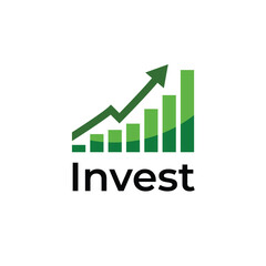 Invest Logo with Growing Bar Chart
