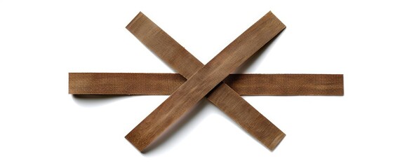 Two wooden boards form an X on white. Background is white. Use construction