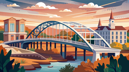 Fototapeta premium Very beautiful view of the historic Edmund Pettus Bridge spanning the Alabama River in Selma, Alabama, USA, symbolizing courage, resilience, and the civil rights journey that transformed a nation.