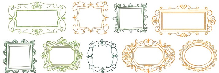 Vintage frame set on white background for decoration, invitation or web design
