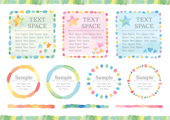Watercolor Frame and Line Set / Soft Hand-painted Decorative Elements Collection