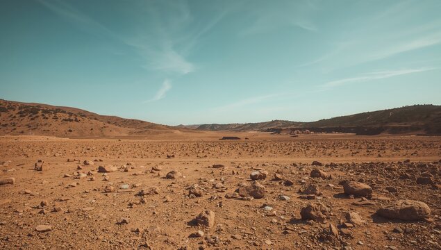 Arid terrain with rocks and rural landscape