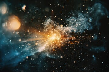 Welding sparks and smoke; abstract, industrial; construction, heavy, metal work