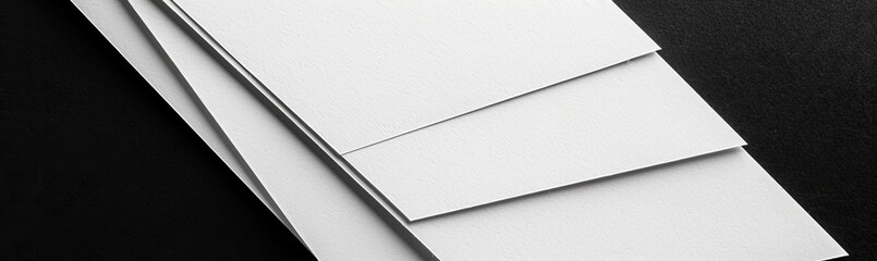 White cards on dark background for print, blank mockup, stack, stationery