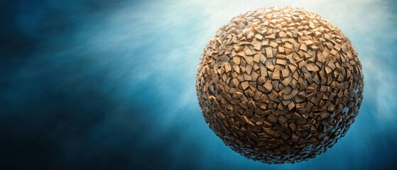 Bronze fragment sphere abstract 3 d render geometric texture design element