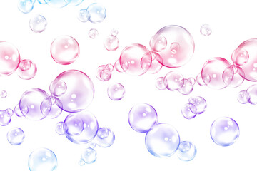 Colorful Transparent Bubbles Floating on White Background, Clean Background Trending Item, Abstract Graphic View, Minimalist Design Concept