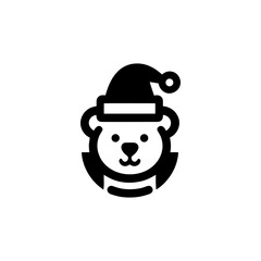 Charming Christmas Bear Vector Illustration in Minimalist Style