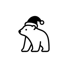 Bold Festive Polar Bear Vector Illustration Wearing a Santa