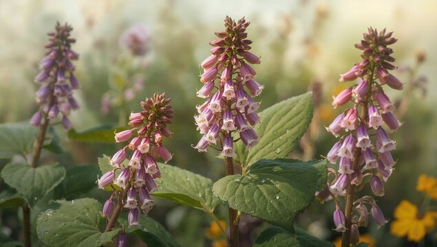 Typical comfrey plant blossoms, Symphytum officinale species