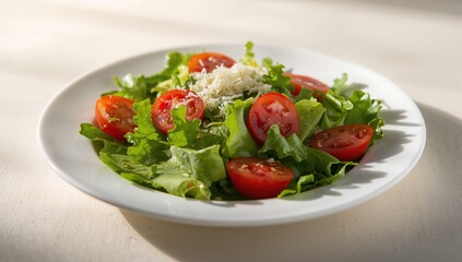 Crisp greens tossed with ripe tomatoes